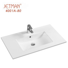 JM4001-81Vasque de vanité de salle de bain en céramique blanche de style moderne haut de gamme